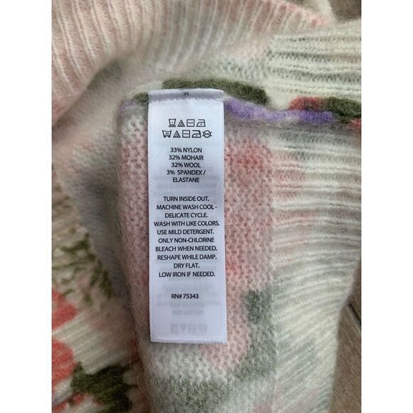 NWOT Joie Floral Crew Neck Mohair Wool Blend SWEATER sz XS - Picture 4 of 4